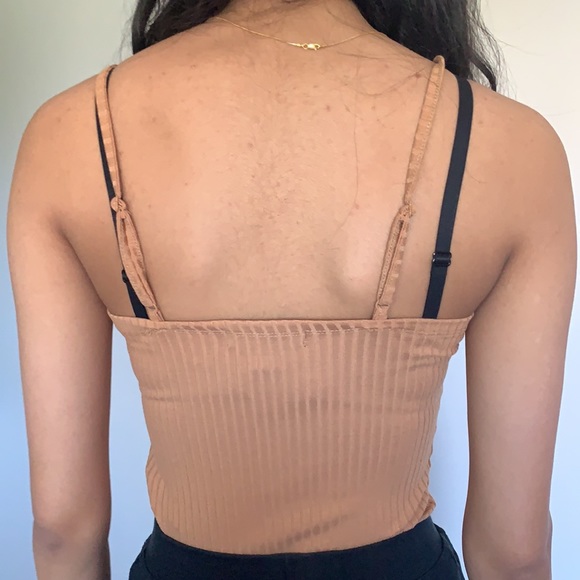 Tan straight neckline bodysuit - Picture 3 of 3